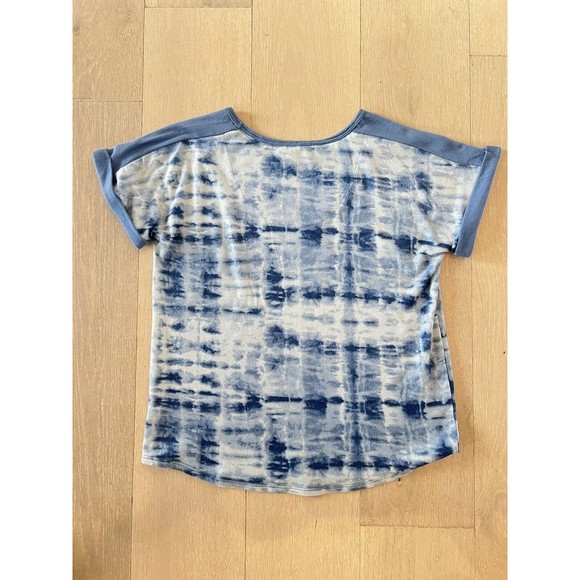 Lucky Brand Womens T-Shirt Blue Tie Dye Scoop Neck Short Sleeve Pullover - Picture 2 of 6